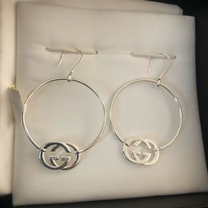 !!SOLD!! Gucci Logo Hanging Hoop Earrings